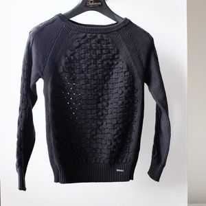 Tory Burch Black Waffle Sweater Size XS